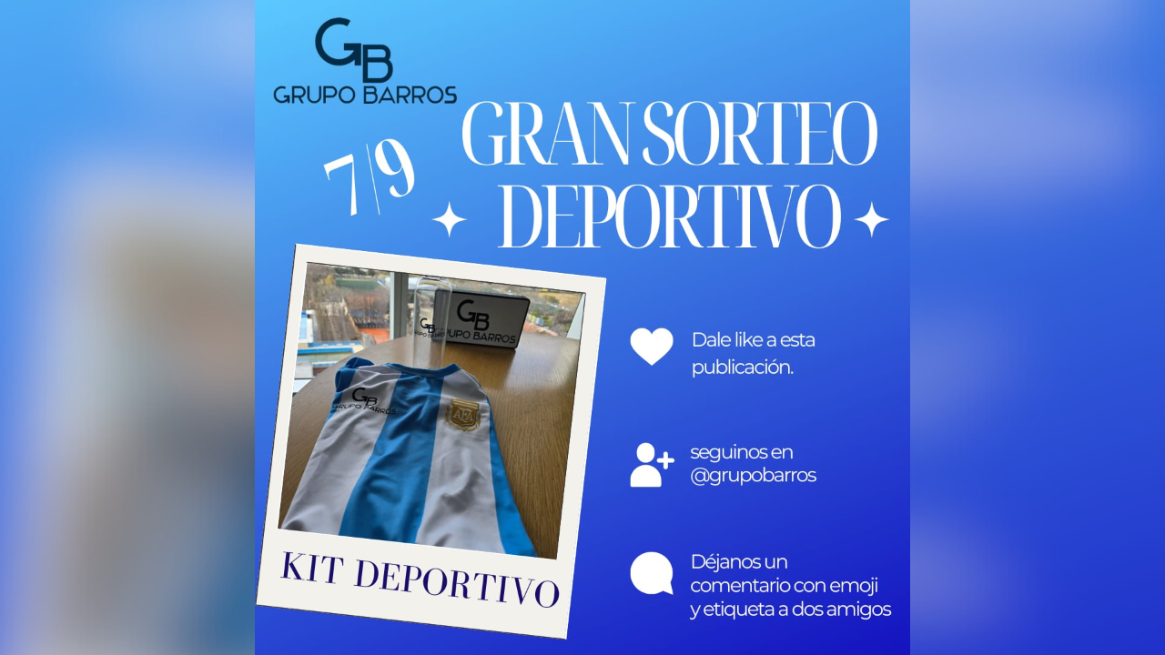 Dale like a la publicación. Seguí a @grupobarros. Dejá un comentario con emoji y etiqueta a dos amigos y participá por el kit deportivo.